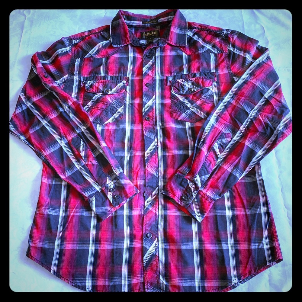 HELIX Athletic Fit Button-Up Sz L Long Sleeve​